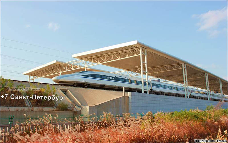 2012年10月28日。京沪高铁。CRH380A出站沧州西站。（图/Francis）