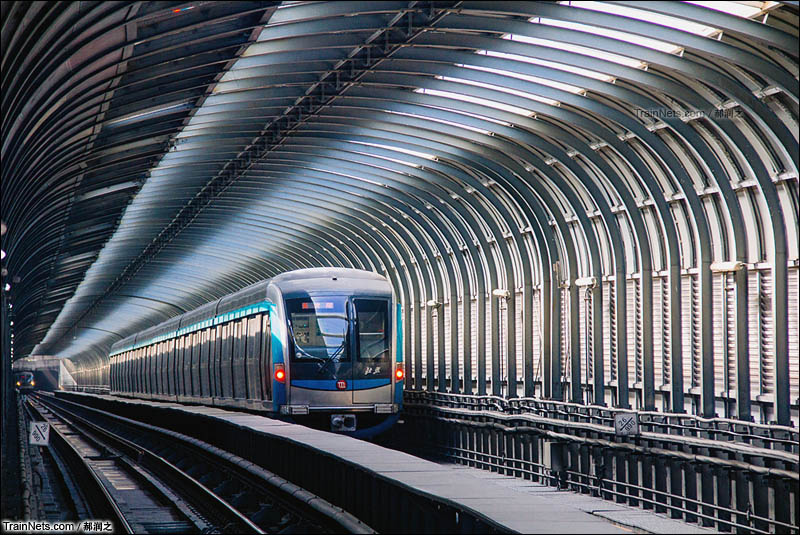 2016年8月。北京京港地铁大兴线，一列SFM05从西红门站开出，即将进入地下，开往天宫院及沿途各站。（图/郝润之） 